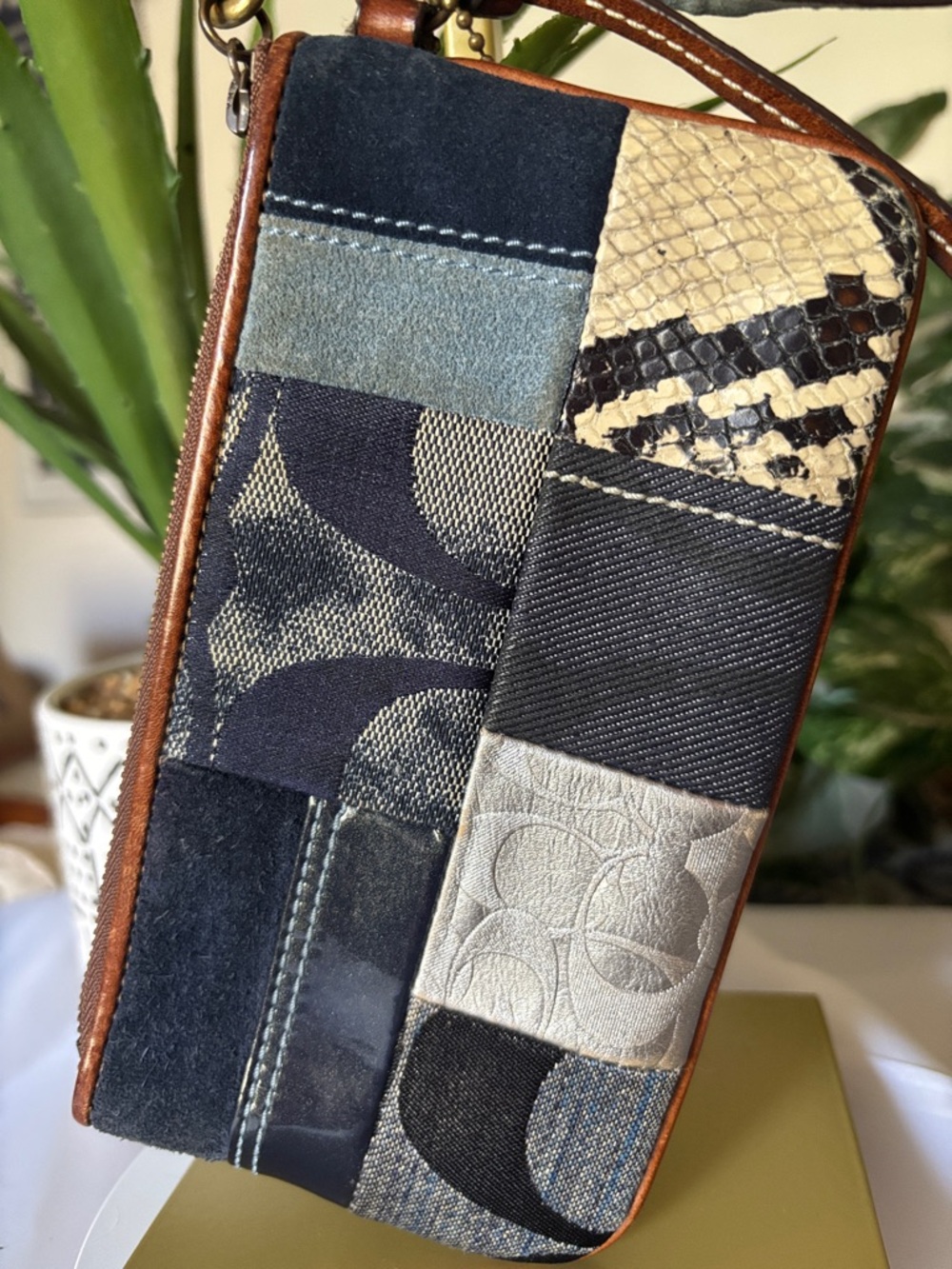 Coach Y2K Vintage Denim Patchwork Wristlet - Picture 5 of 12